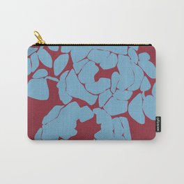 Blue roses on red background naive floral design Carry-All Pouch