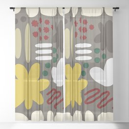Abstract vintage color shapes collection 3 Sheer Curtain