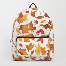 Fallen Autumn Leaves in White Backpack