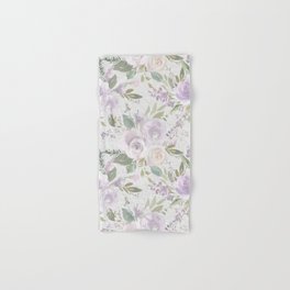 Lavender pastel green white watercolor floral pattern Hand & Bath Towel