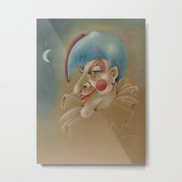 PUNCHINELLO JESTER COLORED PENCIL DRAWING Metal Print