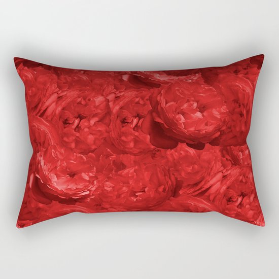 Bed of fire red roses - Rose floral Flowers Rectangular Pillow