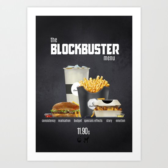 Blockbuster menu Art Print