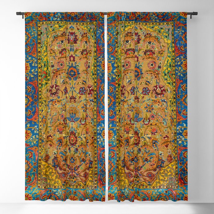 Hereke Vintage Persian Silk Rug Print Blackout Curtain