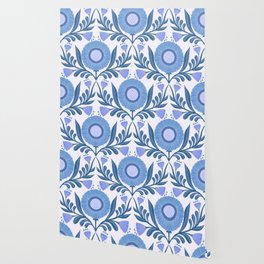 Wallflowers Pattern Blue  Wallpaper