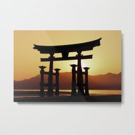 Miyajima Torii Gate Metal Print | Digital, Photo, Sunset, Traditional, Miyajima, Travel, Japan, Color, Silhouette, Torii 