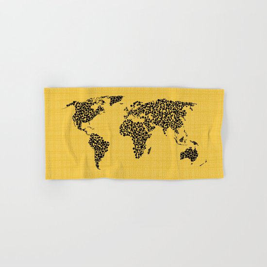 Yellow world map Hand & Bath Towel