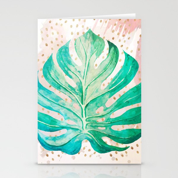Leaf plant with golden points Stationery Cards