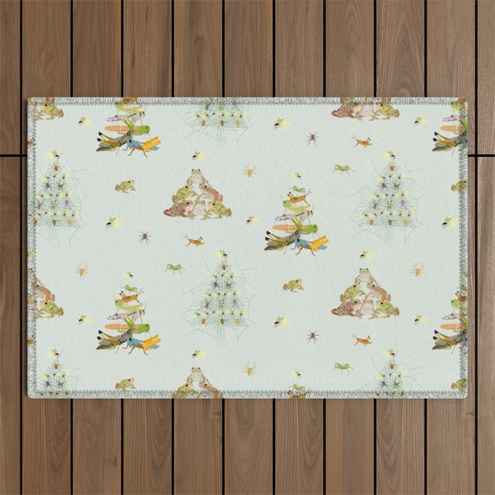 Critters Creating Christmas Trees Outdoor Rug