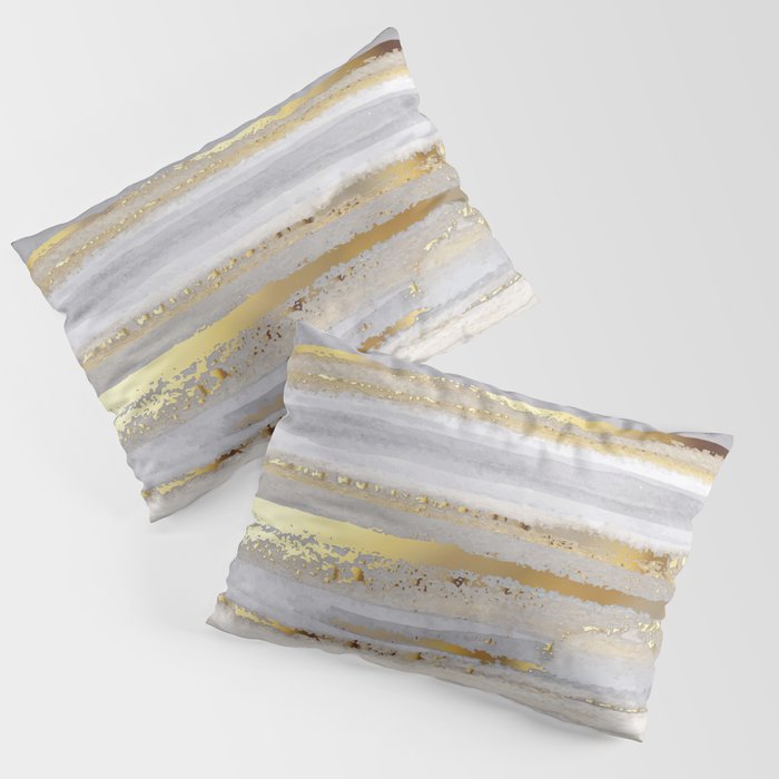Luxury grey watercolor and gold texture Pillow Sham