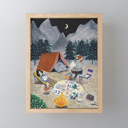 Family Camping in the Forest Framed Mini Art Print