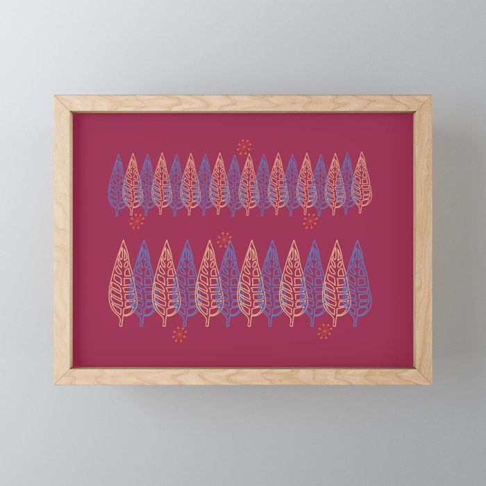 Colorful Abstract Art Print Mid Century - Ash leaves in Winter Framed Mini Art Print
