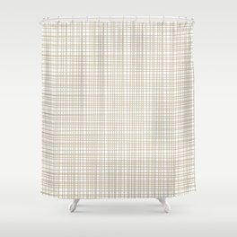 Fine Weave Minimalist Retro Mid Century Modern Pattern in Flax and White Shower Curtain