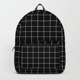 Large White Grid on Black Backpack