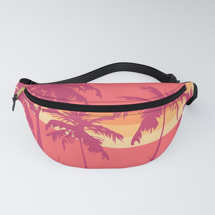 Red Retro Minimalistic Vintage Palm Tree Design  Fanny Pack