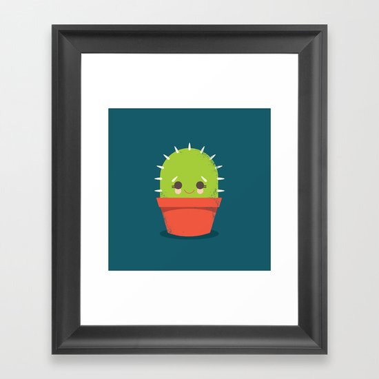 Kawaii Cactus Dude Framed Art Print