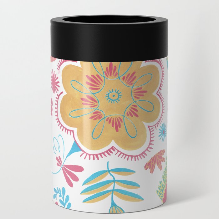 Ethnic Floral Gouache Flower Pattern Herbal Can Cooler