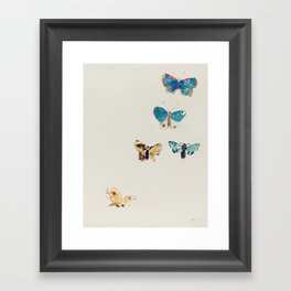 Five Butterflies (1912) by Odilon Redon. Framed Art Print