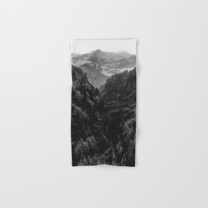 Pine Tree Forest Black and White Hand & Bath Towel