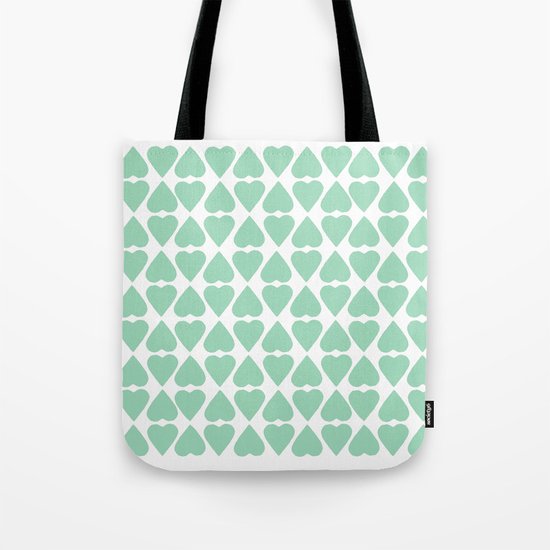 Diamond Hearts Repeat Mint Tote Bag