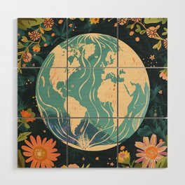 New Earth : Gaia, Flower and Universe Wood Wall Art