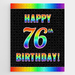 [ Thumbnail: Fun, Colorful, Rainbow Spectrum “HAPPY 76th BIRTHDAY!” Jigsaw Puzzle ]