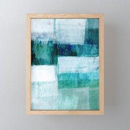 Blue Green Geometric Abstract Painting Framed Mini Art Print