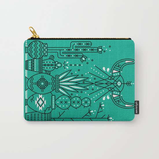 Santa Fe Garden – Turquoise & Black Carry-All Pouch