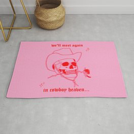 COWBOY HEAVEN Rug | Cowboy, Rose, Retro, Red, Funny, Pink, Text, Graphicdesign, Trendy, Cool 