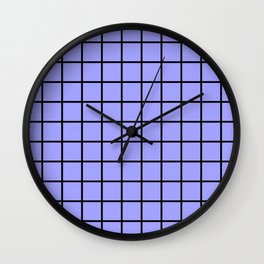 Periwinkle Collection - black grid 2 Wall Clock