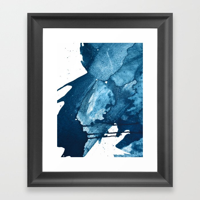4 am Thoughts [4]: a minimal abstract painting in blue by Alyssa Hamilton Art Framed Art Print