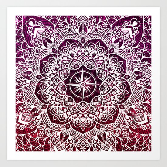 Voyaging Spirit Purple Red Mandala Art Print