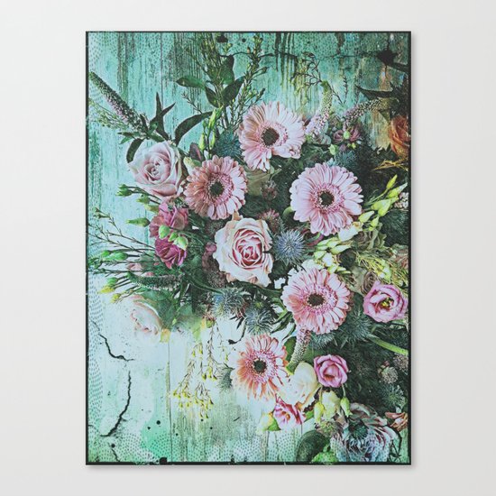 Shabby Pastel Floral Still Life Canvas Print
