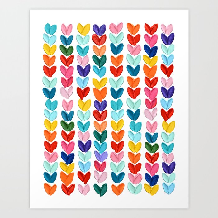 Rainbow Heart Grid Art Print
