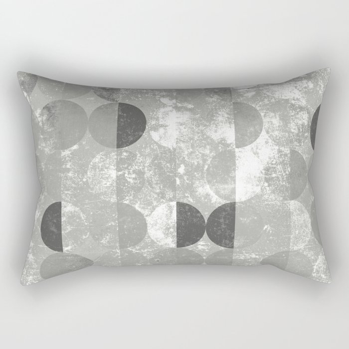 Rough Grey Semi Circles Rectangular Pillow