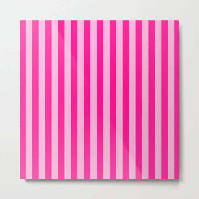Light Pink & Deep Pink Stripes Metal Print