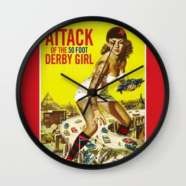 Attack of the 50 Foot Derby Girl Wall Clock