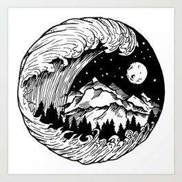 B&W Collection - Mountain wave Art Print