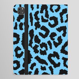 2000s leopard_black on blue iPad Folio Case