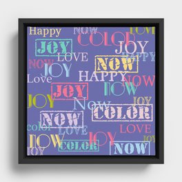 Enjoy The Color - Colorful modern abstract typography pattern on Veri Peri trendy color  Framed Canvas