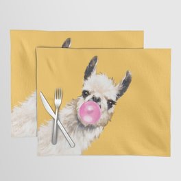 Bubble Gum Sneaky Llama in Yellow Placemat