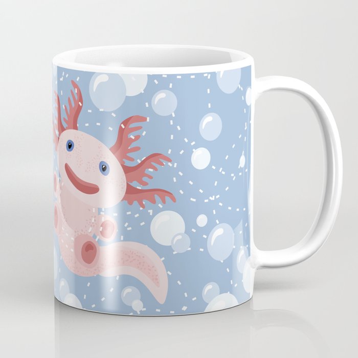 Cute Axolotl and The Bubbles Coffee Mug by XOOXOO