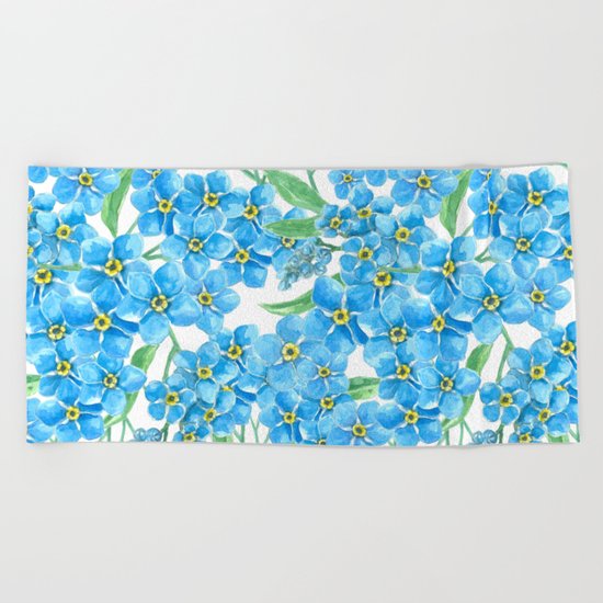 Forget me not seamless pattern Beach Towel