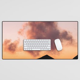 Minimalist Cloud lit up by a Summer Sunset in the Mountains - Landscape Photography Desk Mat