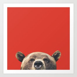 Bear - Red Art Print
