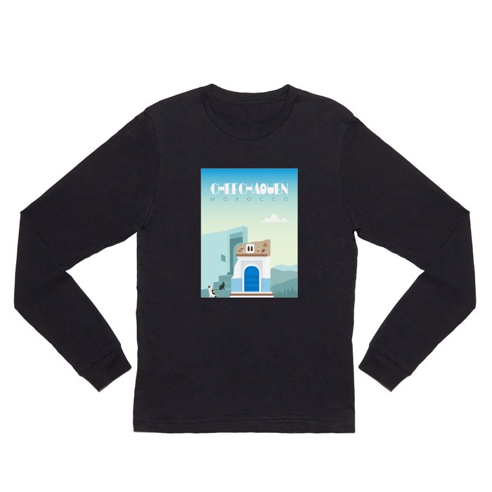 Chefchaouen city Poster, Morocco travel poster, morocco landmark, Visit morocco Long Sleeve T Shirt