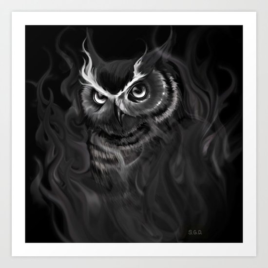Owl Aflame Art Print