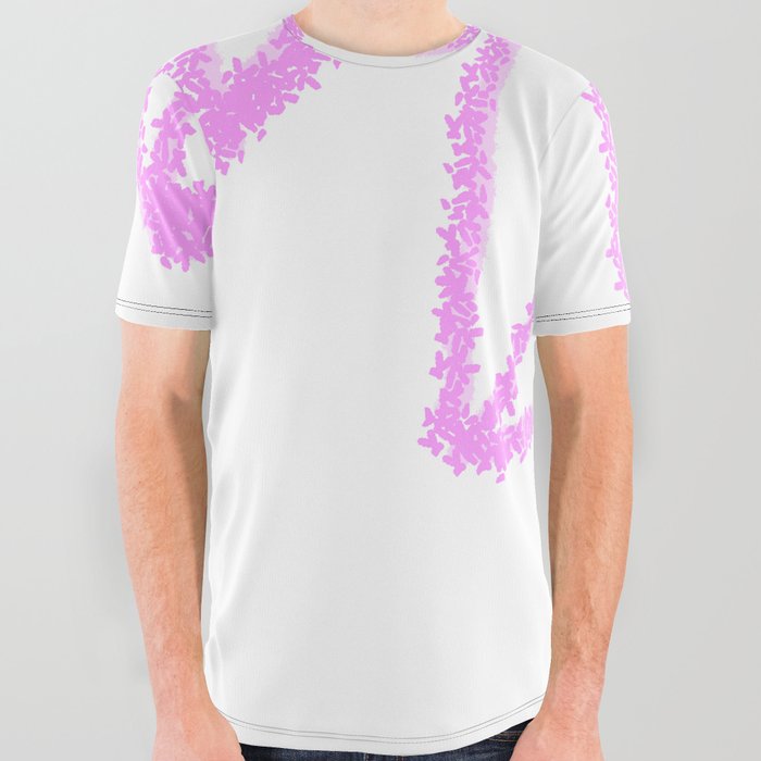 Minimalistic Leaves in Pink Purple All Over Graphic Tee