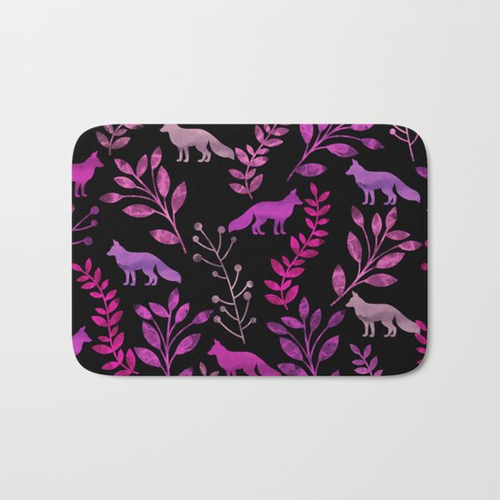 Watercolor Floral & Fox II Bath Mat