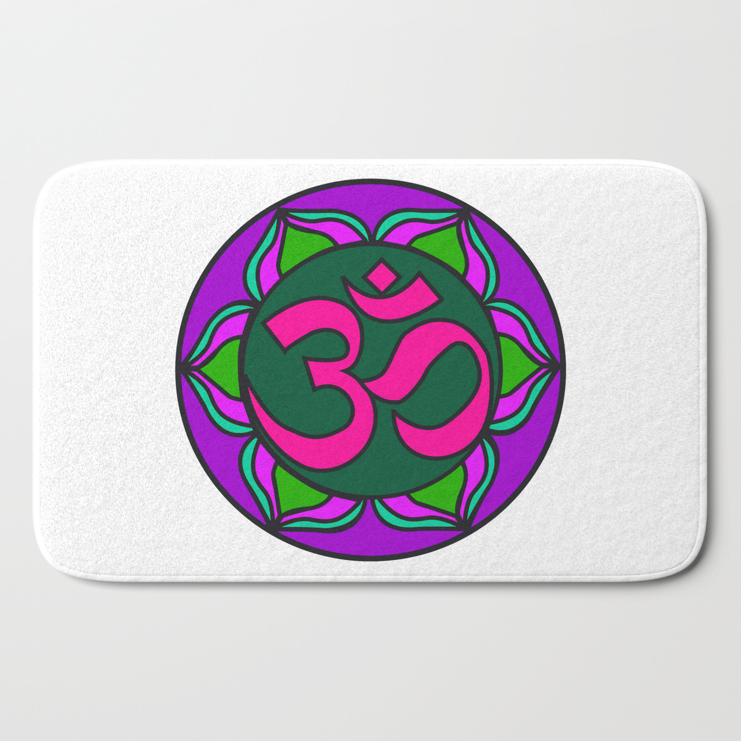 Om Flower Kids Painting Mandhala Bath Mat By Azima Society6